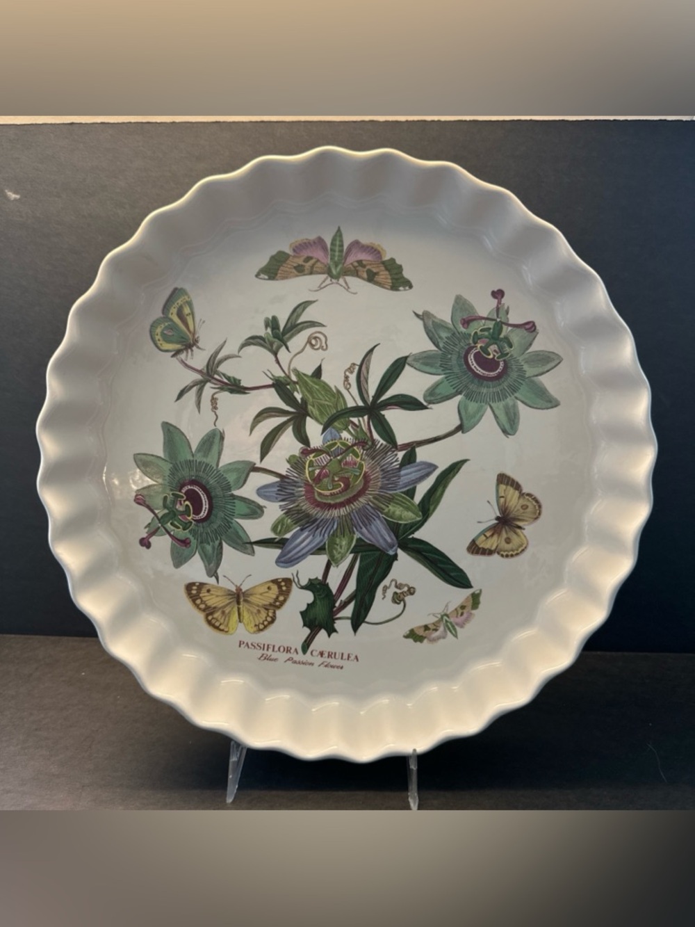Portmeirion Botanic Garden Passion Flower 10.5" Scalloped Pie Tart Quiche Dish
